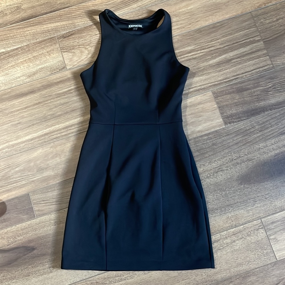 Express, size 2, black bodycon dress with open back detailing